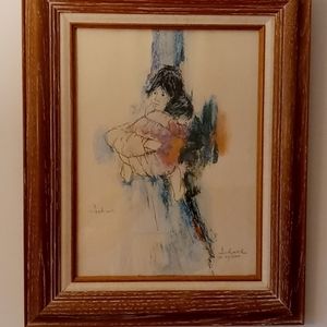 Susan Sahall lithograph print.Mother & child.
